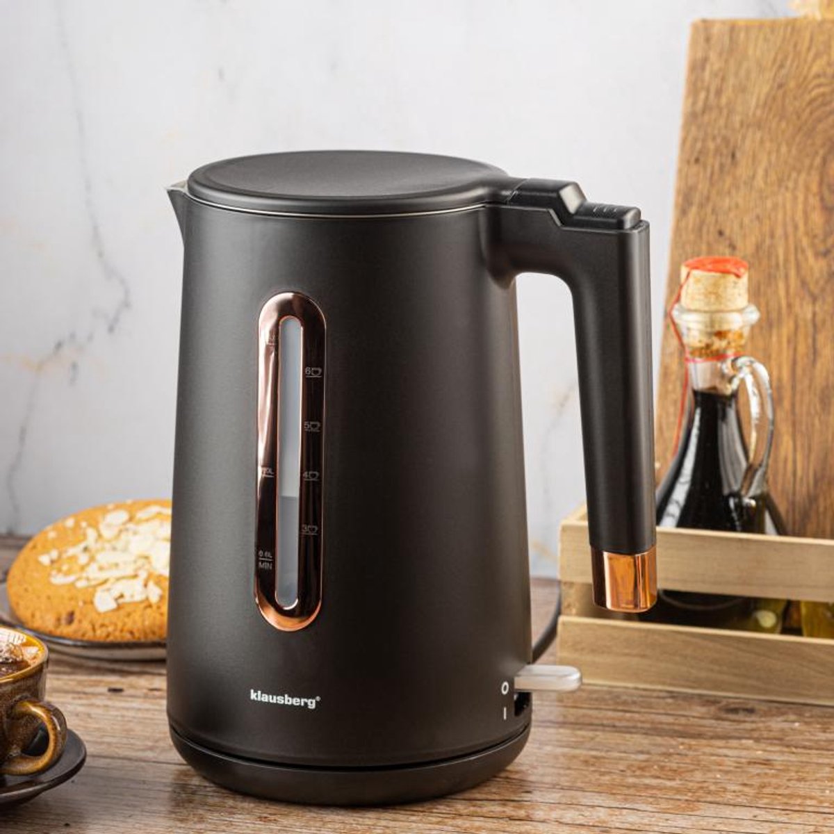 Klausberg KB-7889 Elektrische Waterkoker - 1,7L - Zwart/Rose Goud - 2200W - RVS & PP - Veilig & Stijlvol - Rose Gold