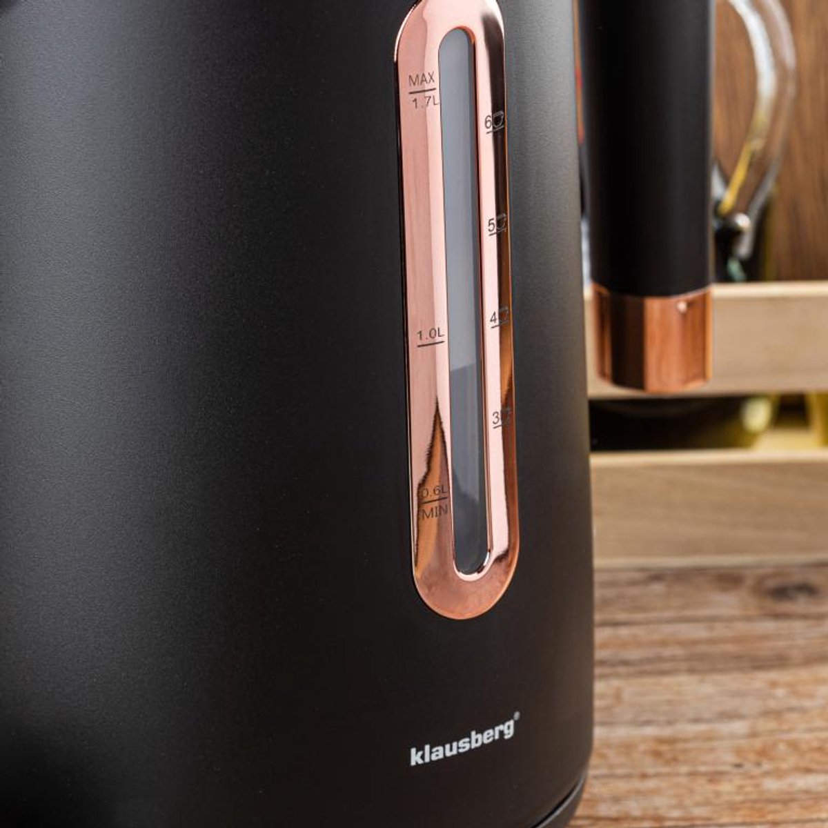 Klausberg KB-7889 Elektrische Waterkoker - 1,7L - Zwart/Rose Goud - 2200W - RVS & PP - Veilig & Stijlvol - Rose Gold