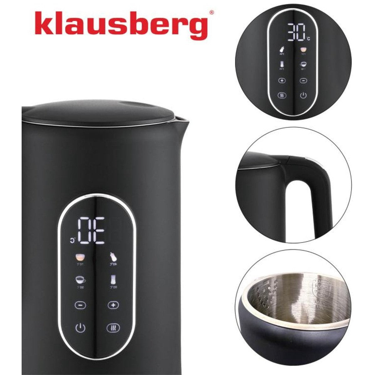 Klausberg KB-7891 Elektrische Waterkoker - 1,7L - Zwart - LED Bedieningspaneel - 13 Temperatuurstanden - 2200W