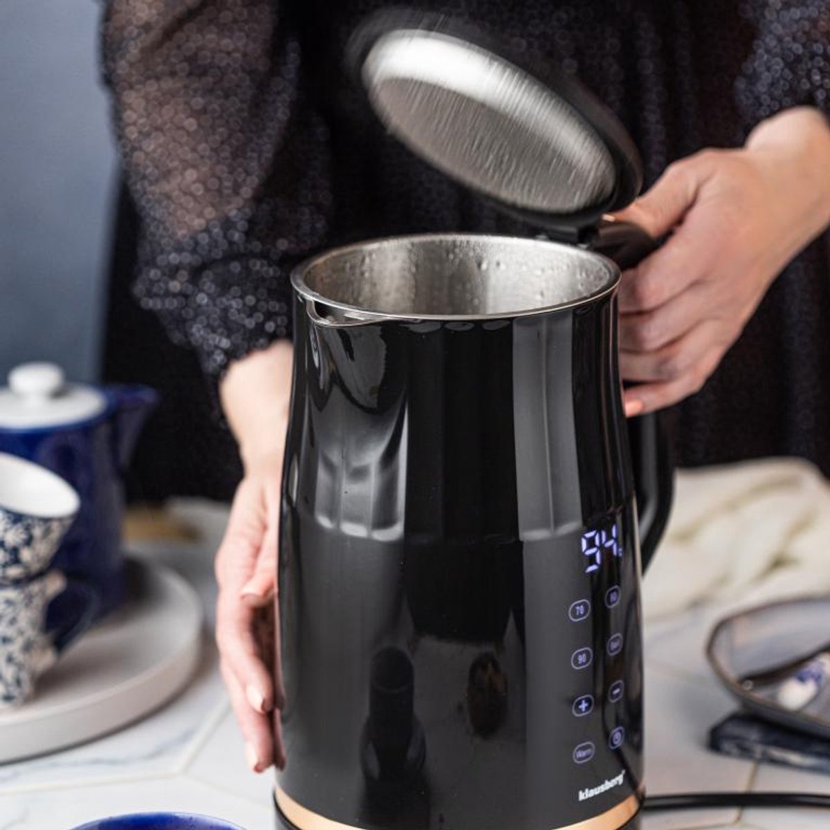 Klausberg KB-7896 Elektrische Waterkoker – 1,7 Liter, LED Display, 13 Temperatuurstanden, Houd-warmfunctie