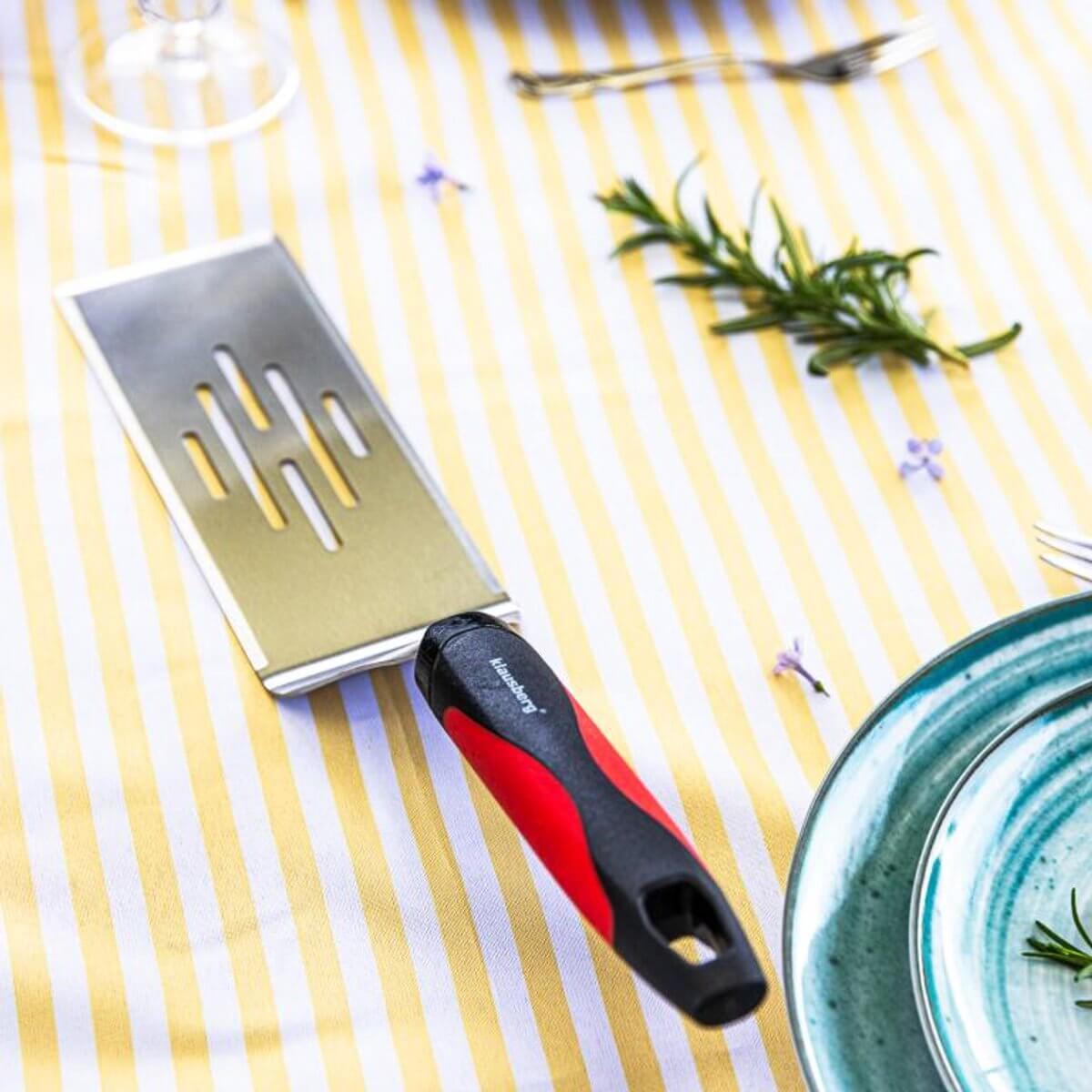 Klausberg KB-7897 Grillspatel - 36 cm RVS Spatel met Plastic Handvat voor Barbecue - Geschikt voor alle BBQ - ook Kamado / Weber