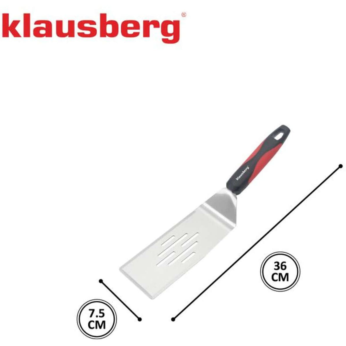 Klausberg KB-7897 Grillspatel - 36 cm RVS Spatel met Plastic Handvat voor Barbecue - Geschikt voor alle BBQ - ook Kamado / Weber