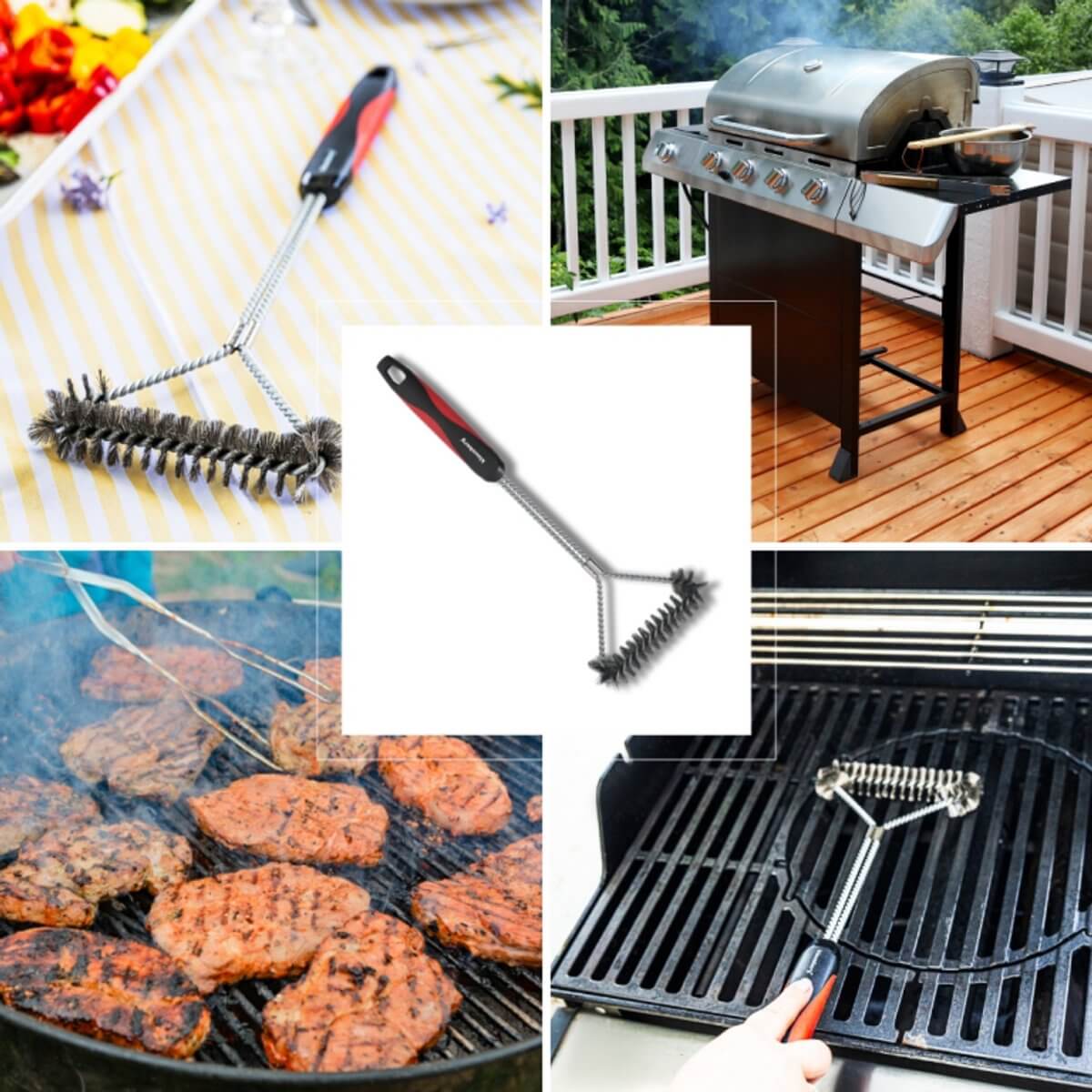 Klausberg KB-7898 Grillborstel - RVS Grill Reinigingsborstel met Stevige Steelborstels en Plastic Handvat - Schoonmaakborstel Barbecue - BBQ Borstel - Geschikt voor alle Barbecues (ook kamado / weber)