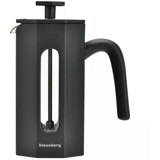 Klausberg KB7676 - Piston Koffie- en Theezetter - 0,35 Liter - Octagonaal Design- Theemaker - RVS en Boorosilicaat Glas - Geschikt voor Koffie, Thee en Kruiden