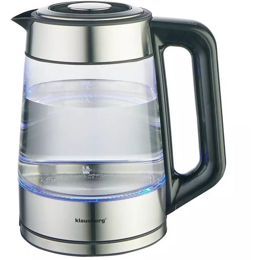 Klausberg KB7888 Elektrische Waterkoker – 1.7L, 1850-2200W, Borosilicaatglas & RVS 304, RGB LED, Temperatuurregeling - 40 tot 100 graden