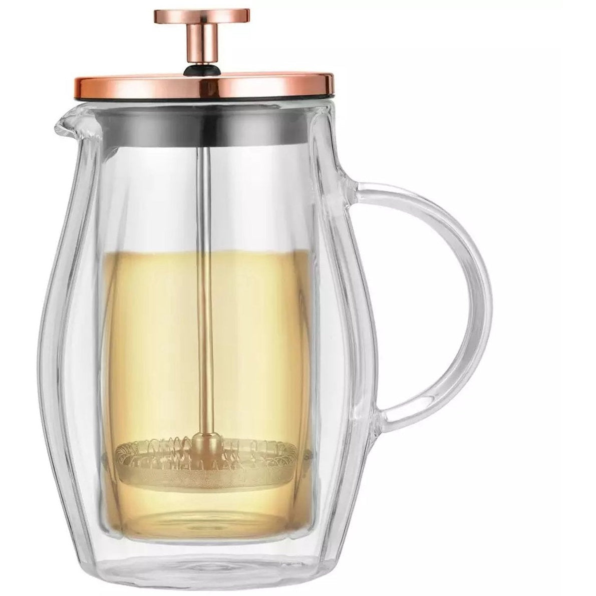 Klausberg Koffie/Tea Piston Maker - Dubbelwandige Glazen Pers - Koperkleur - 0.35L - Glas