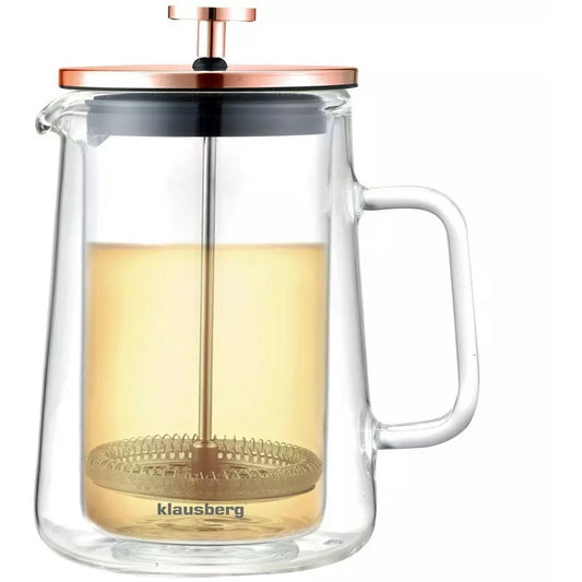 Klausberg Koffie- en Thee Pistonmaker - Glas - Theepress - French Press - Koperkleurig - 350 ml - Model KB7723 - theemaker
