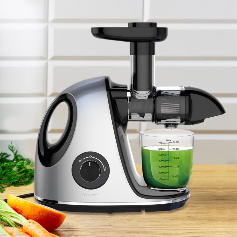 Klausberg Slow Juicer KB-7863 – 150W | Cold Press | Stille Juicer - Groenten en Fruitpers – Met Pulpreservoir - Juice Maker - Grijs