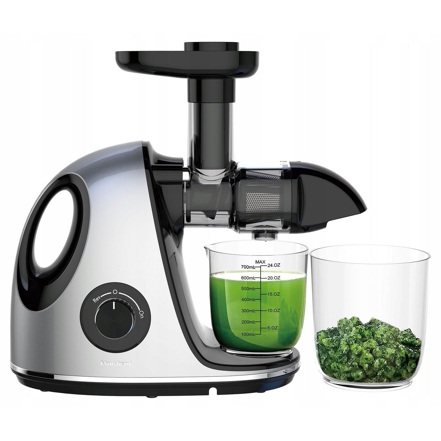 Klausberg Slow Juicer KB-7863 – 150W | Cold Press | Stille Juicer - Groenten en Fruitpers – Met Pulpreservoir - Juice Maker - Grijs