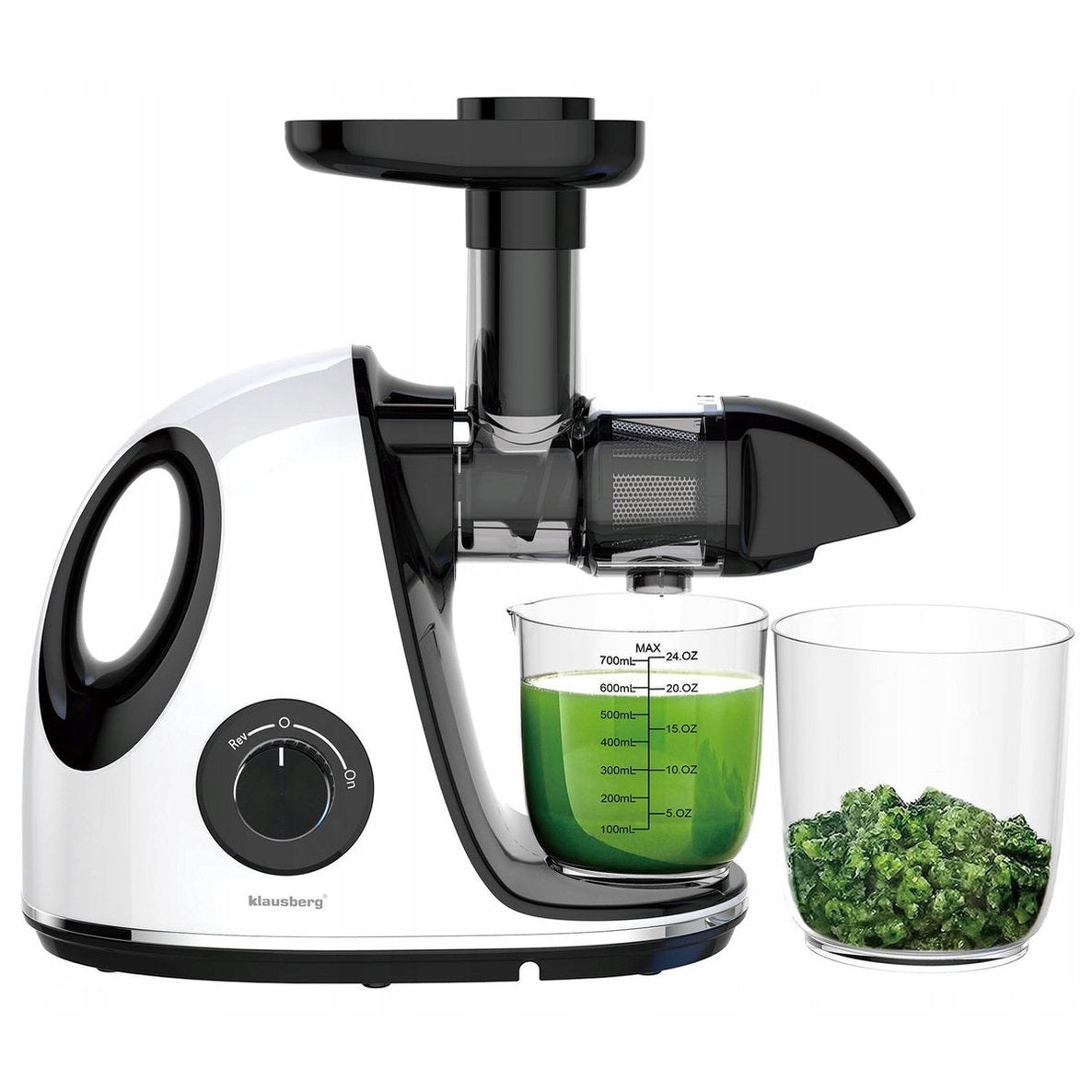 Klausberg Slow Juicer KB-7864 – 150W | Cold Press | Stille Juicer - Groenten en Fruitpers – Met Pulpreservoir - Juice Maker - Wit