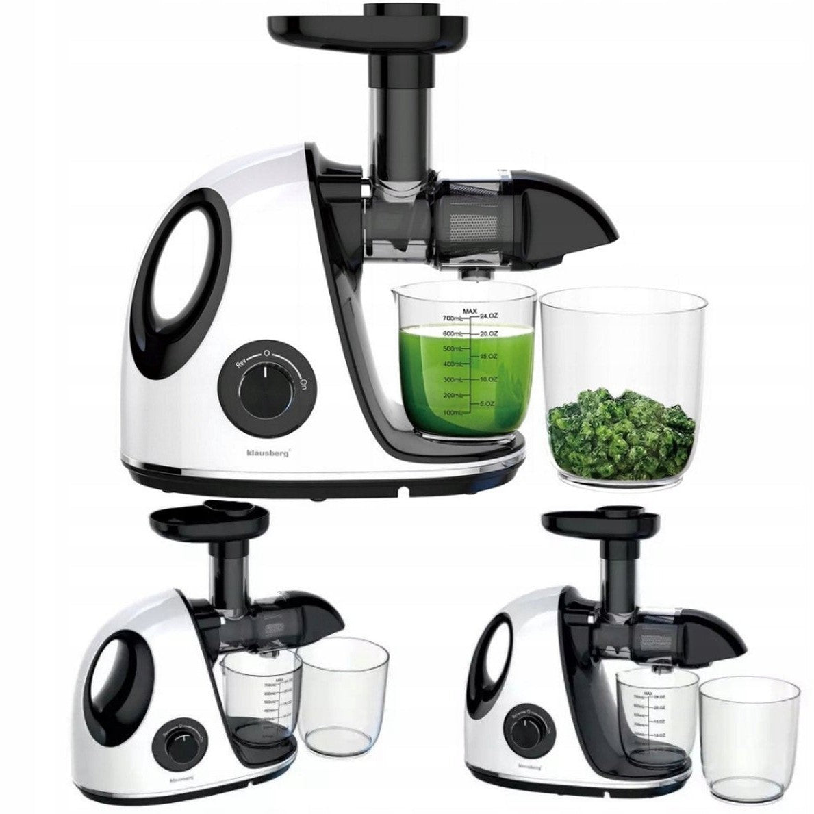 Klausberg Slow Juicer KB-7864 – 150W | Cold Press | Stille Juicer - Groenten en Fruitpers – Met Pulpreservoir - Juice Maker - Wit