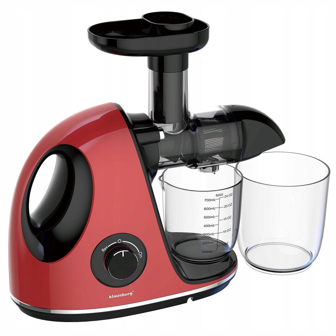 Klausberg Slow Juicer KB-7865 met pulpreservoir – 150W | Stille Juicer voor Groente, Fruit & Kruiden – BPA-vrij – Kersenrood - 700ml