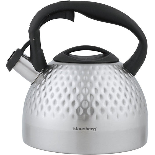 Klausberg Waterkoker Fluitketel RVS 3.0 Liter (Zilver) - Voor Alle Hittebronnen (ook inductie) - Waterketel - Waterkoker - MODESTNOVA