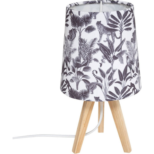 Lamp Jungle Zwart Wit Houten Driepoot