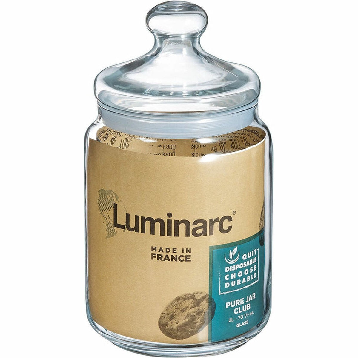 Luminarc Club Snoeppot - Glazen Voorraadpot met glazen deksel - Afsluitbaar - 2 liter
