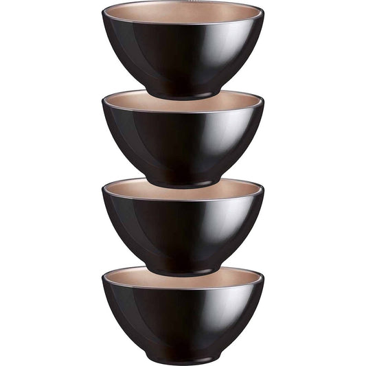 Luminarc Kommetjes/soepkommen/schaaltjes voor dessert/ontbijt - 4x - Glas - D13 x 6 cm - zwart