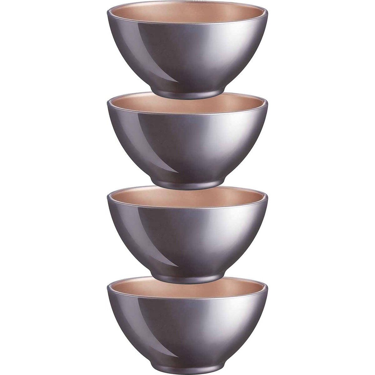 Luminarc Kommetjes/soepkommen/schaaltjes voor dessert/ontbijt - 4x - Glas - D13 x 6 cm - lila paars