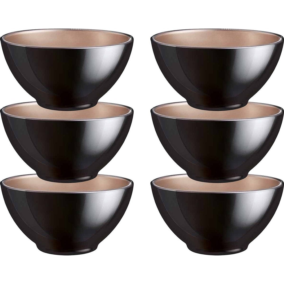 Luminarc Kommetjes/soepkommen/schaaltjes voor dessert/ontbijt - 6x - Glas - D13 x 6 cm - zwart