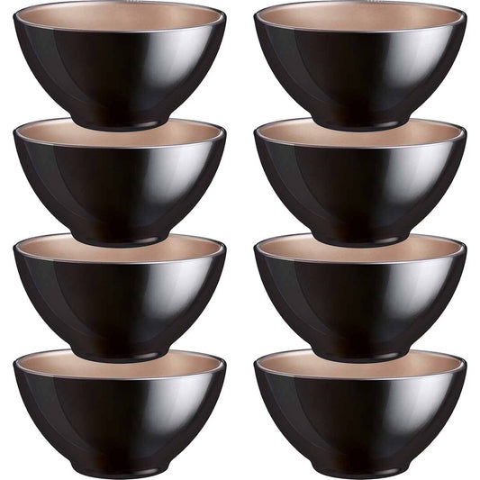 Luminarc Kommetjes/soepkommen/schaaltjes voor dessert/ontbijt - 8x - Glas - D13 x 6 cm - zwart