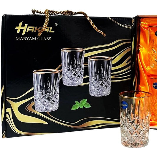 Luxe Glazen gouden rand - set van 6 -  Crystal look