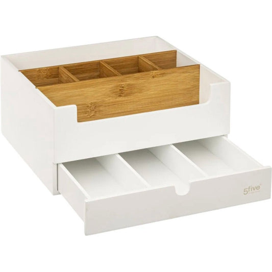 Make up Organizer Wit– Bureau organizer – Opberger, Hout- Cosmetica Houder L. 26 x H. 13 x B. 24 cm
