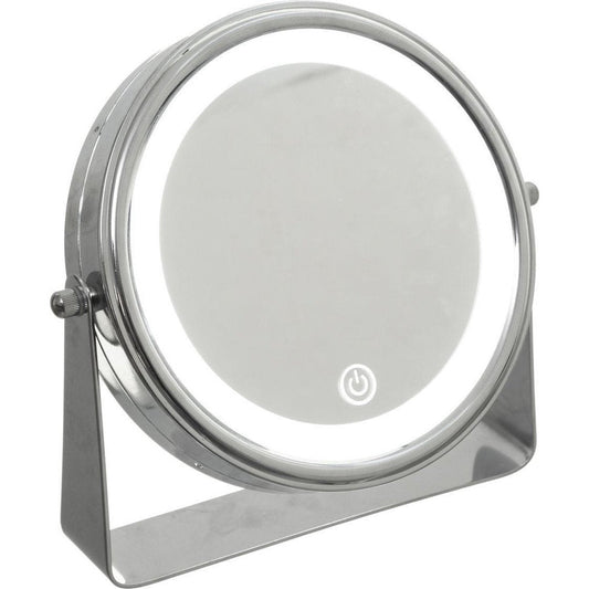 Make-up spiegel/scheerspiegel met LED verlichting op standaard 20 cm - Badkamer spiegels met licht