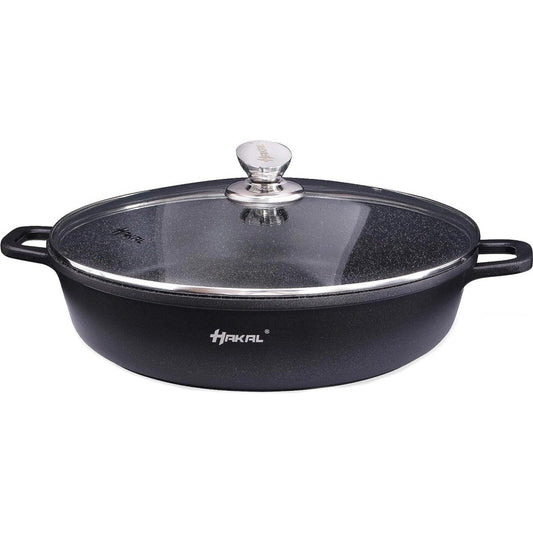 Marmer Coating Lage braadpan met deksel 28 cm