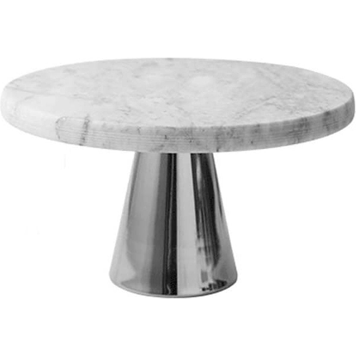 Marmeren plateau op voet wit/zilver