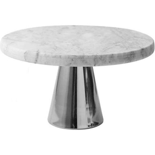 Marmeren plateau op voet wit/zilver
