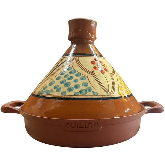 Marokkaanse Tajine 30 cm - Aardewerken Handgemaakte Deksel - Aluminium Bodem voor Alle Kookplaten (Inductie, Oven) - Traditionele Stoofpot