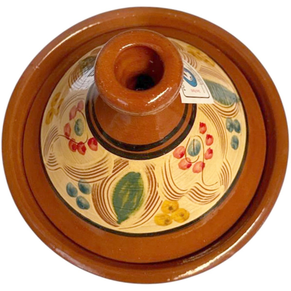 Marokkaanse Tajine Ø25 cm - Handgemaakt Aardewerk met Bloemmotief - Geschikt voor Gas, Oven en Open Vuur