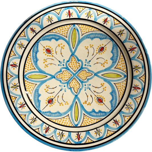 Marokkaanse aardewerk schaal met bloemenpatronen Ø35