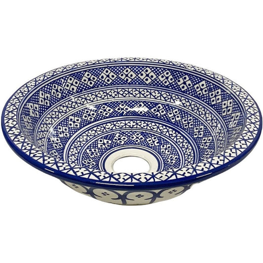Marokkaanse aardewerk waskom blauw-wit-Ø 35 cm