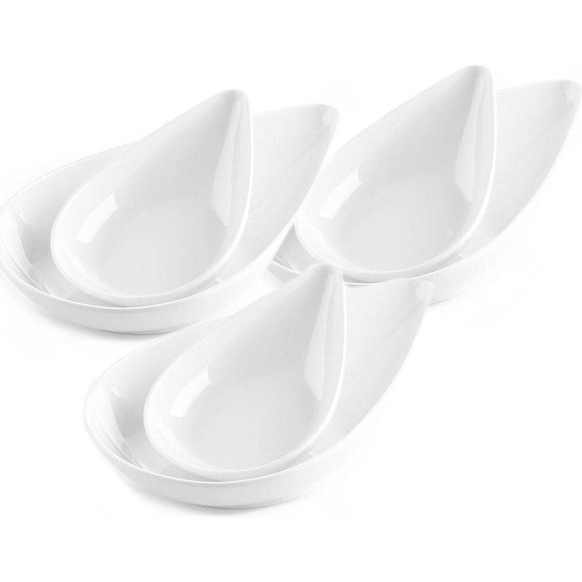 Melamine druppel schaaltjes wit 6 stuks 17,5 cm x 11,5 cm