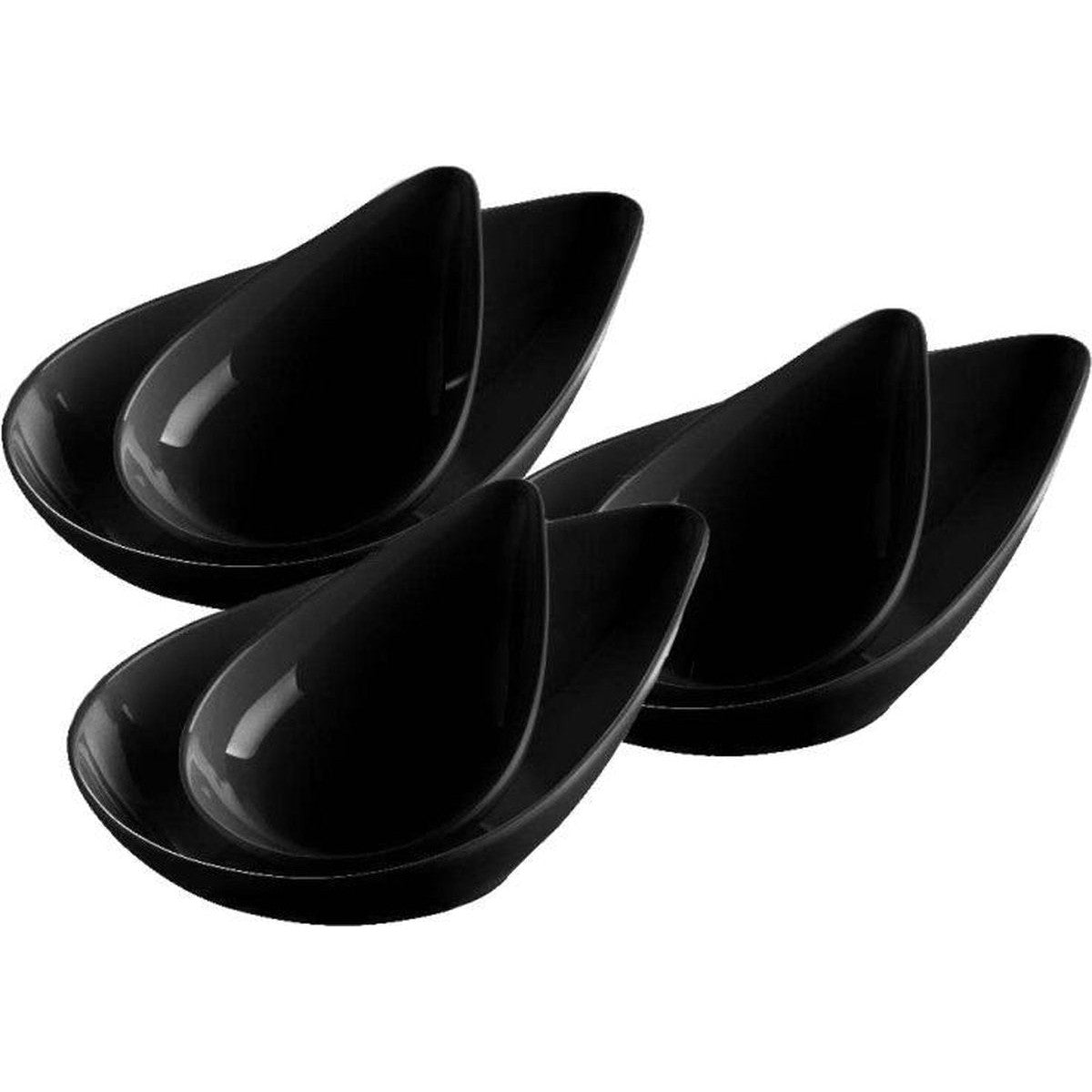 Melamine druppel schaaltjes zwart 6 stuks 17,5 cm x 11,5 cm