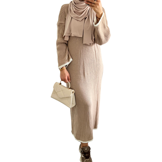 Ribbed Dress - Beige