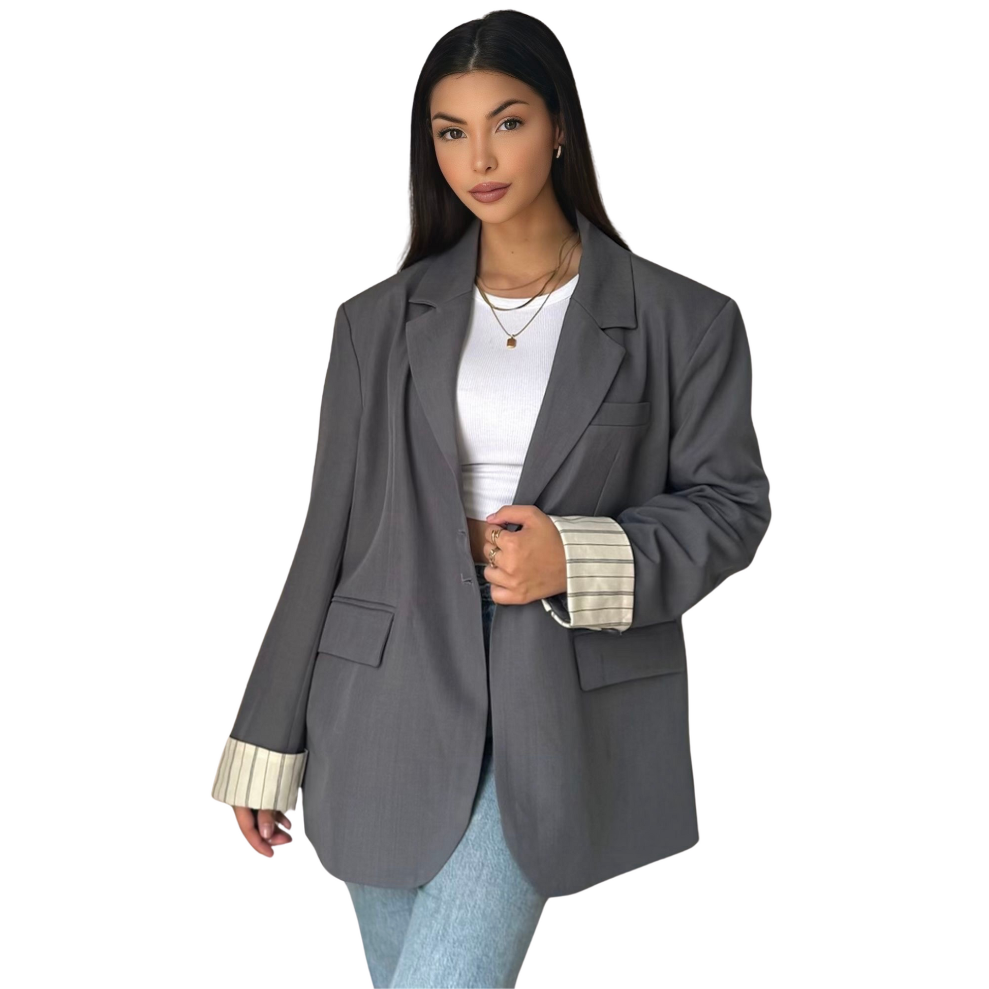 Oversized Blazer - Grijs - MODESTNOVA