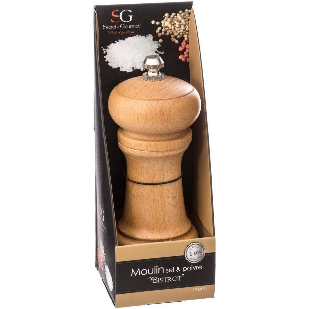 Pepermolen/zoutmolen hout beige 14 cm - Pepermaler/zoutmaler - Kruiden en specerijen vermalers