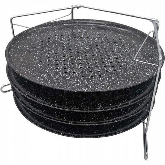 Pizza - Pizzarek - Pizza oven - Pizzabakset - 5 delige set voor 4 pizza's - Ø 32,3 cm - Kinghoff 1553 - Met een antiaanbaklaag