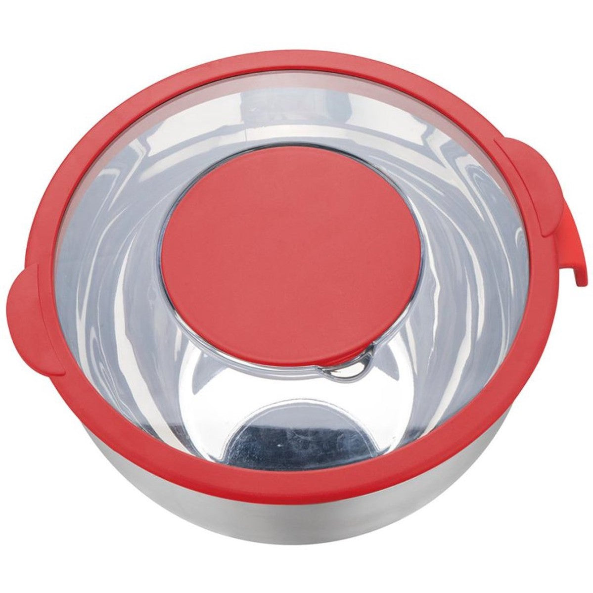 RVS Mengkom met Deksel – Multifunctioneel (5L, Rood) – Inclusief 3 Raspstanden, Maatverdeling en Antislip Rand – Voor Mengen, Raspen en Opslaan