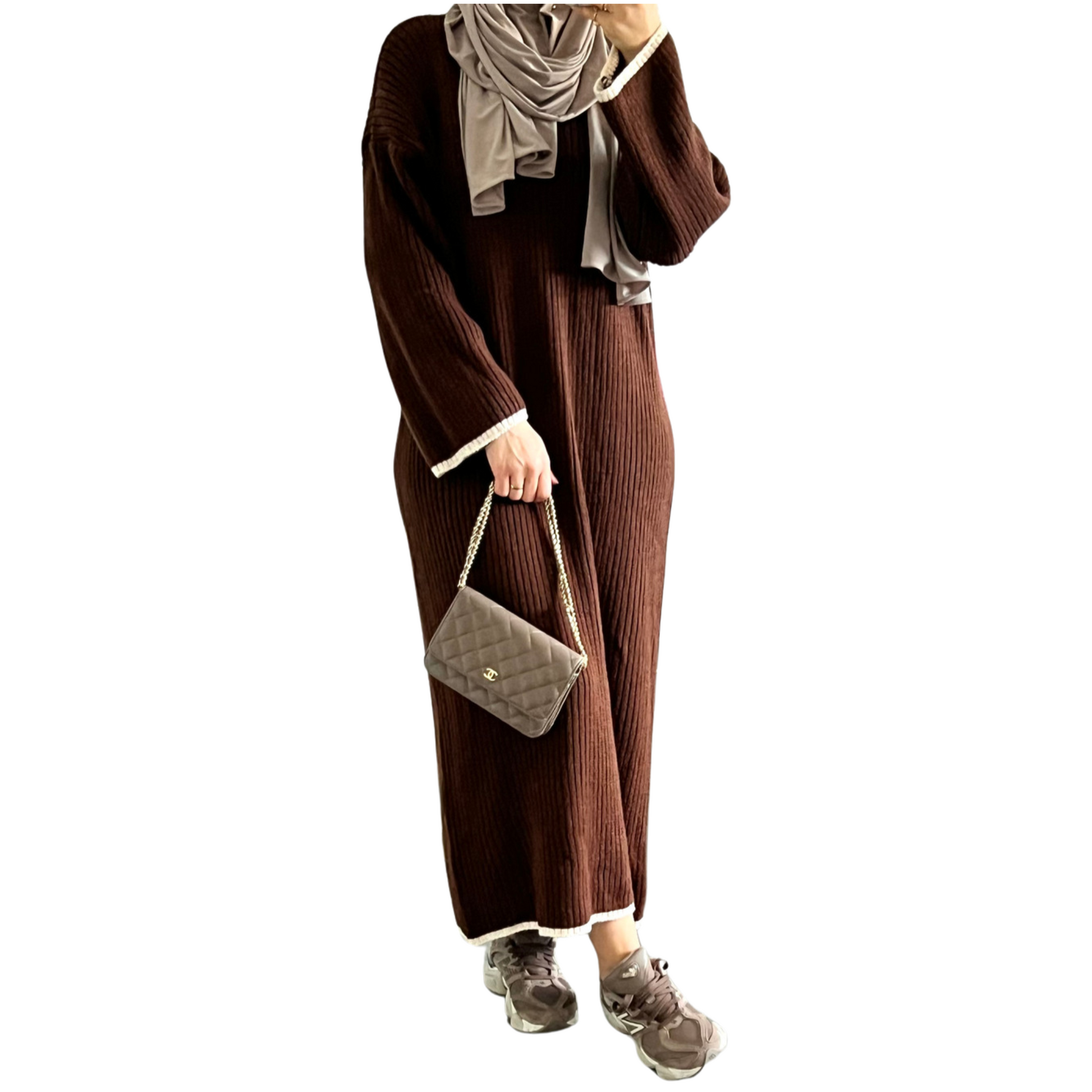 Ribbed Dress - Bruin - MODESTNOVA