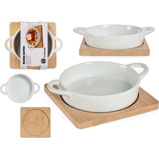 Rond dienblad met 12,5 cm bamboe bodem