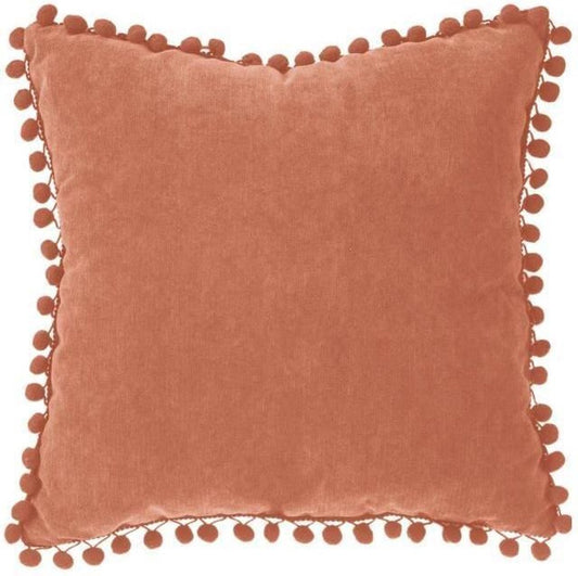 SIERKUSSEN VELVET - POMPON- Kussens woonkamer - Terracotta -  40X40 CM