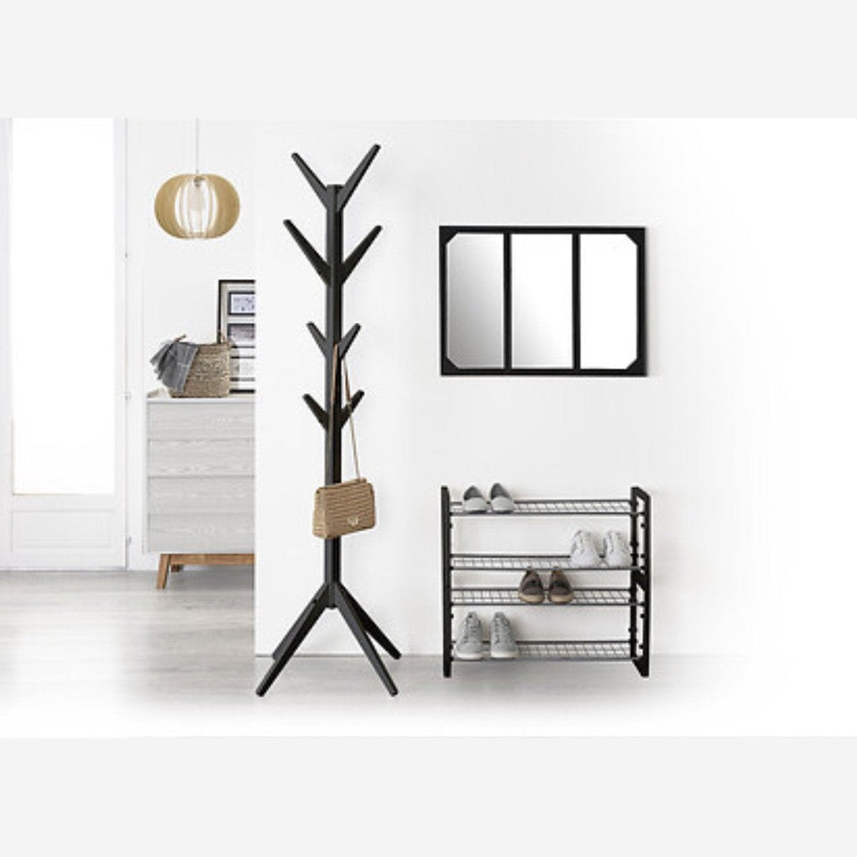 Schoenenrek Stapelbaar - Opbergrek voor 6 Paar Schoenen - Zwart Metaal en Kunststof - Bespaar Ruimte in Hal of Kast