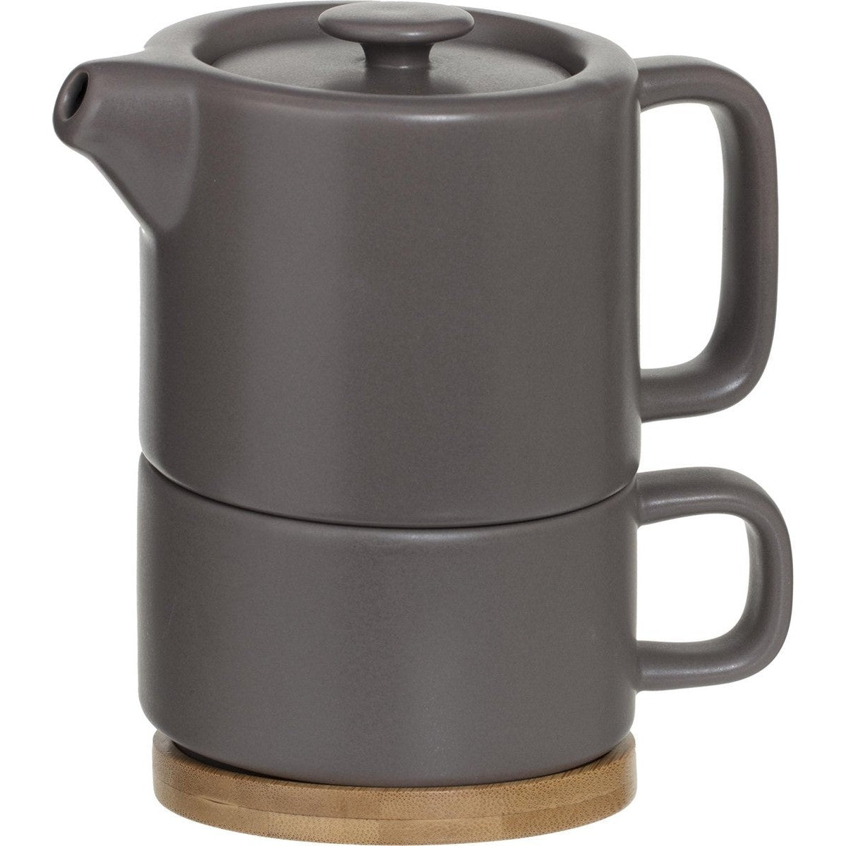 Secret de Gourmet 3 in 1 Theepot + Kopje + Onderzetter Keramiek - Taupe