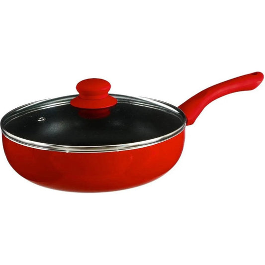 Secret de Gourmet - Hapjespan met deksel - Alle kookplaten/warmtebronnen geschikt - rood/zwart - Dia 24 cm