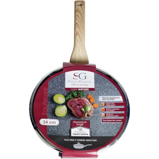 Secret de Gourmet - Hapjespan met deksel - Alle kookplaten/warmtebronnen geschikt - grijs - Dia 25 cm