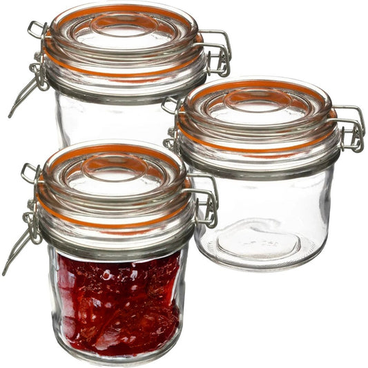 Secret de Gourmet Inmaakpot/voorraadpot - 3x stuks - 330 ml - glas met beugelsluiting - weckpot