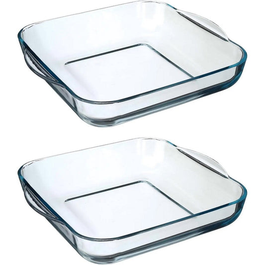 Secret de Gourmet Ovenschaal vierkant - Glas - 29 x 6 cm - Set 2x