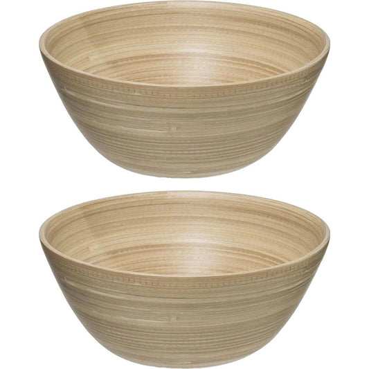 Secret de Gourmet Slakom/Serveerschaal - bamboe - D30 cm - Set 2x